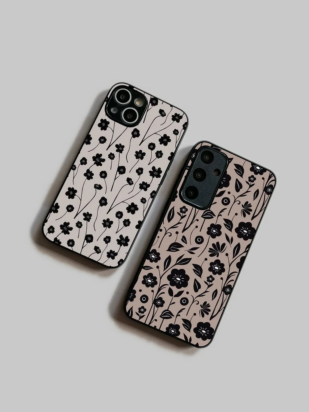 Black Botanical Blush aesthetic phone case