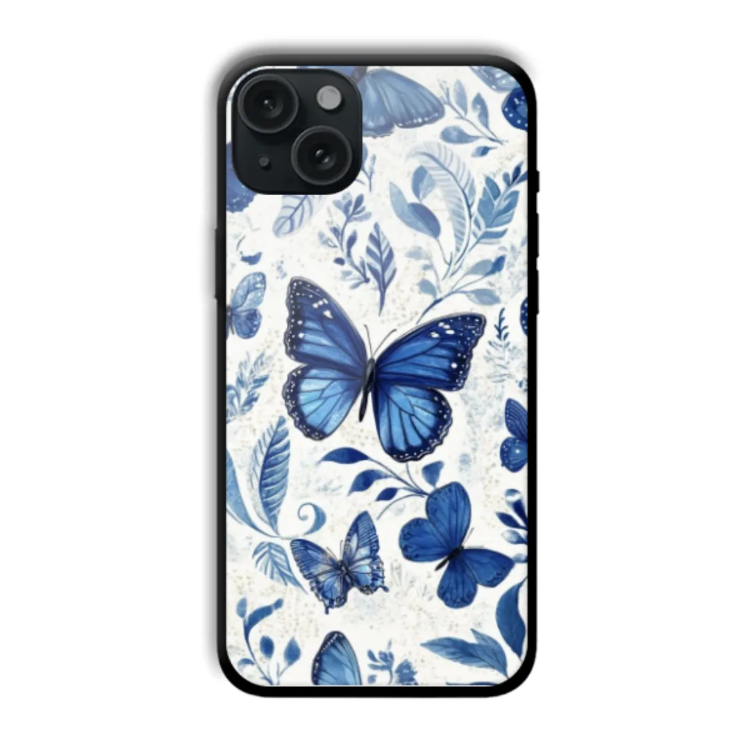 Blue Botanical Butterfly aesthetic phone case