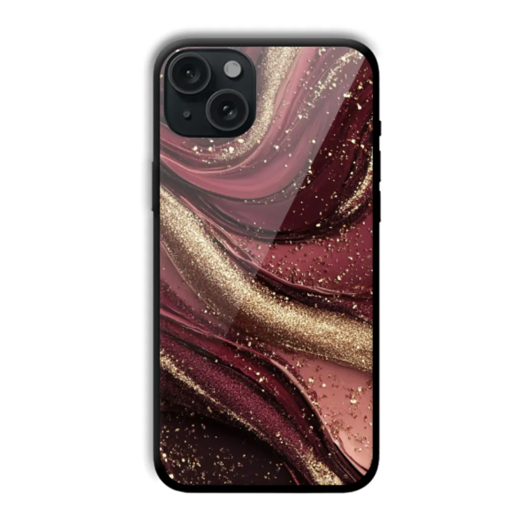 Burgundy Gold Marble aesthetic phone case