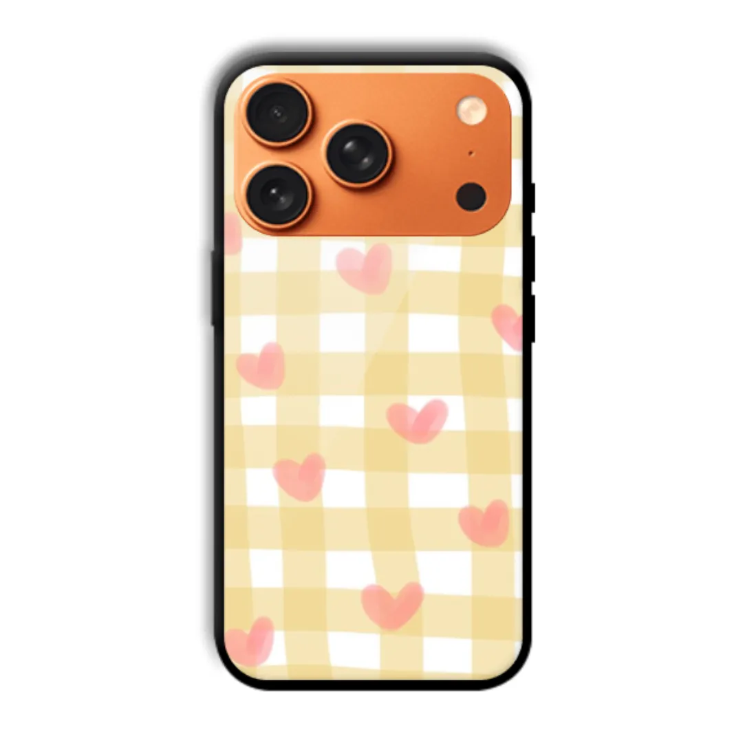 Butter Gingham Hearts aesthetic phone case