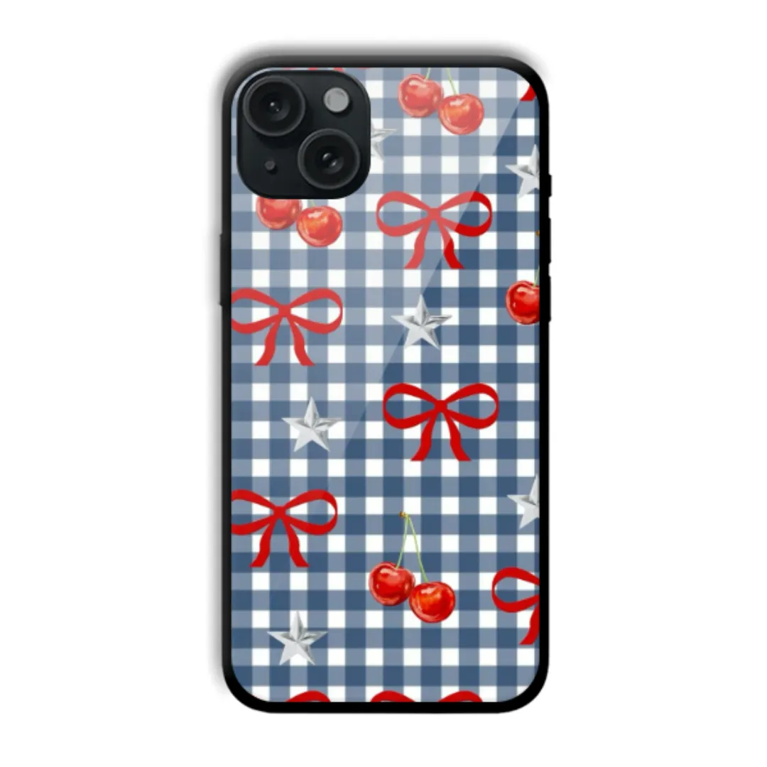 Cherry Bow Gingham aesthetic phone case