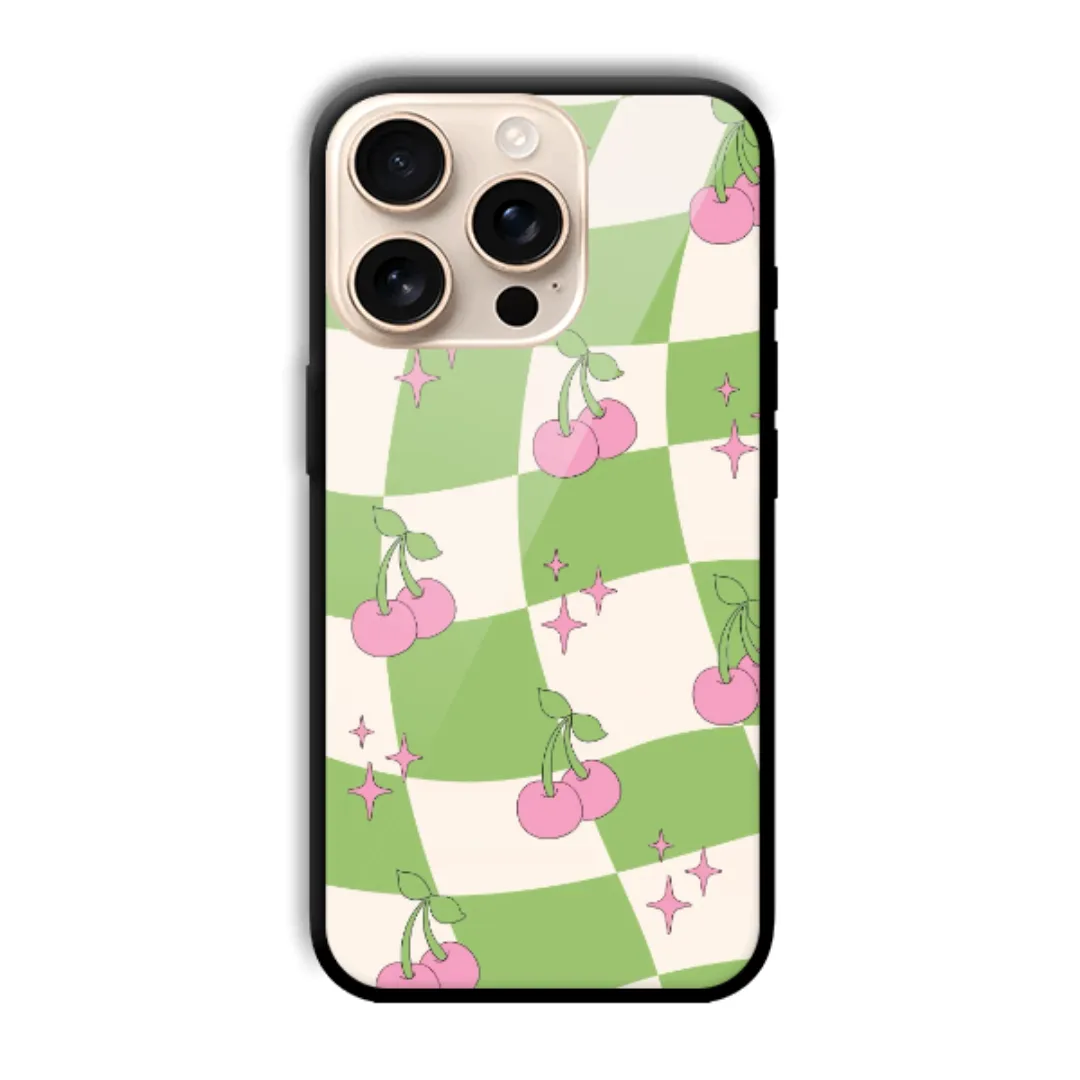 Cherry Checker Sparkle aesthetic phone case