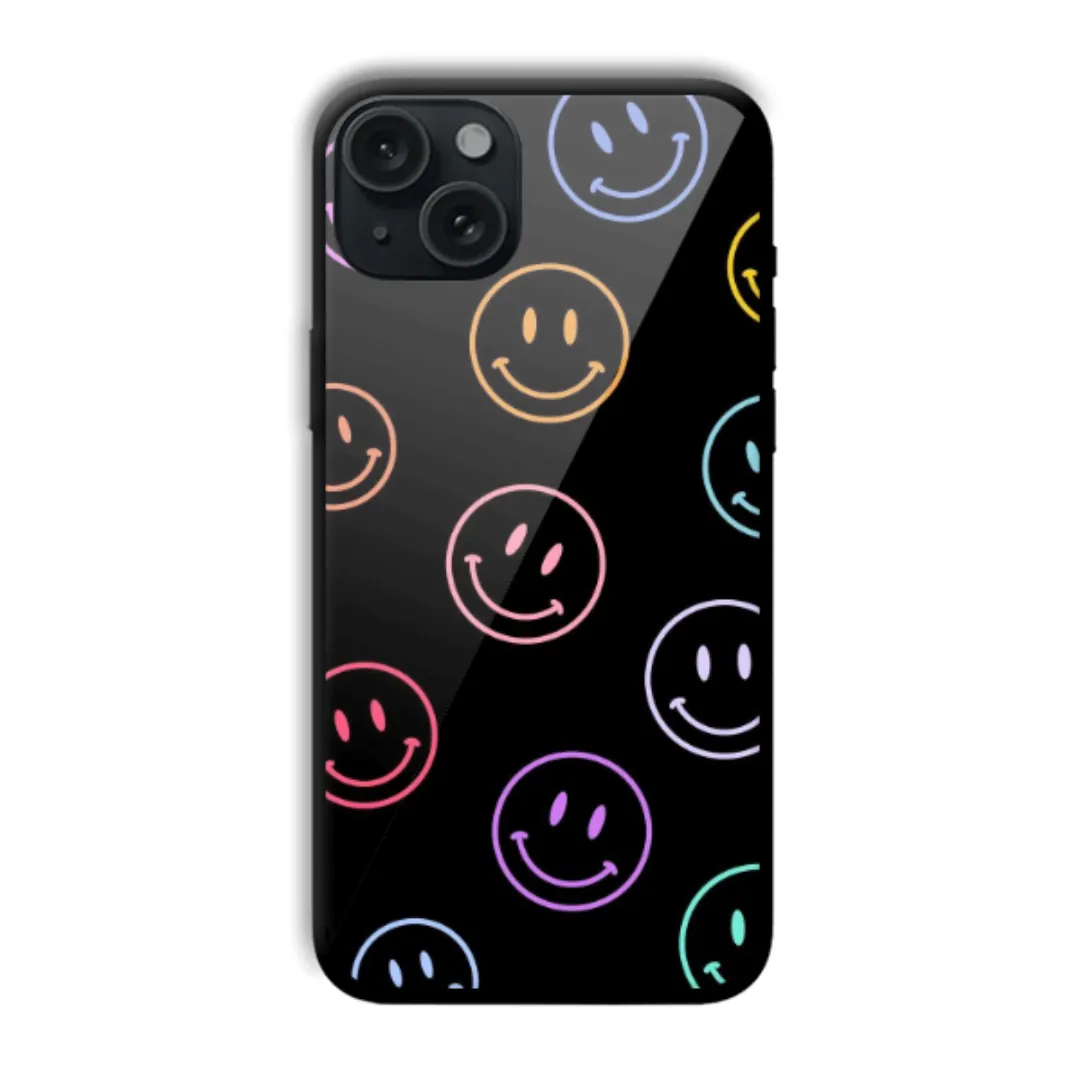 Neon Smiley Faces aesthetic phone case
