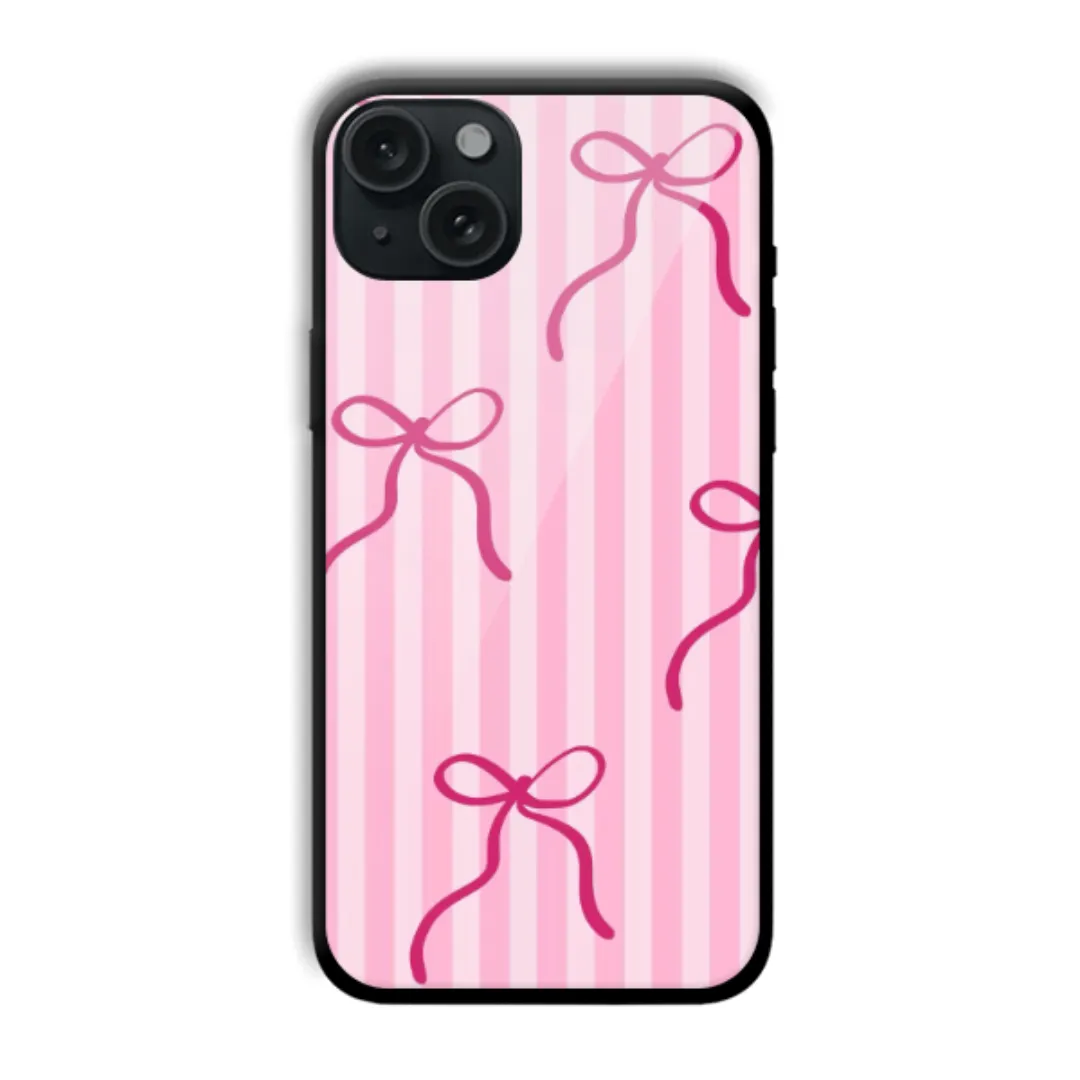 Pink Stripe Bows aesthetic phone case