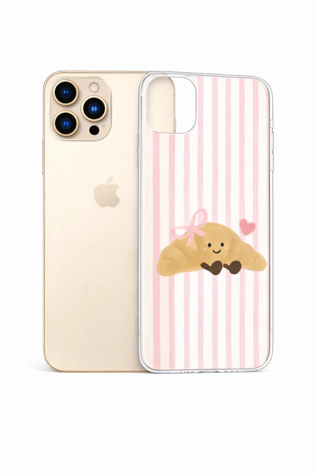 Pink Stripe Croissant aesthetic phone case