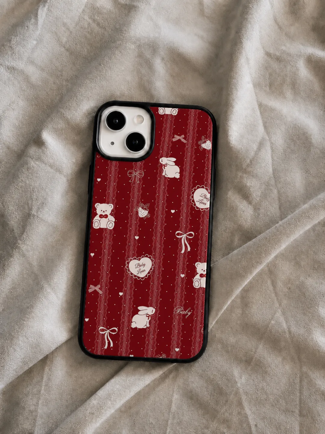 Red Bunny Bear Stripe — Cover Chrome case