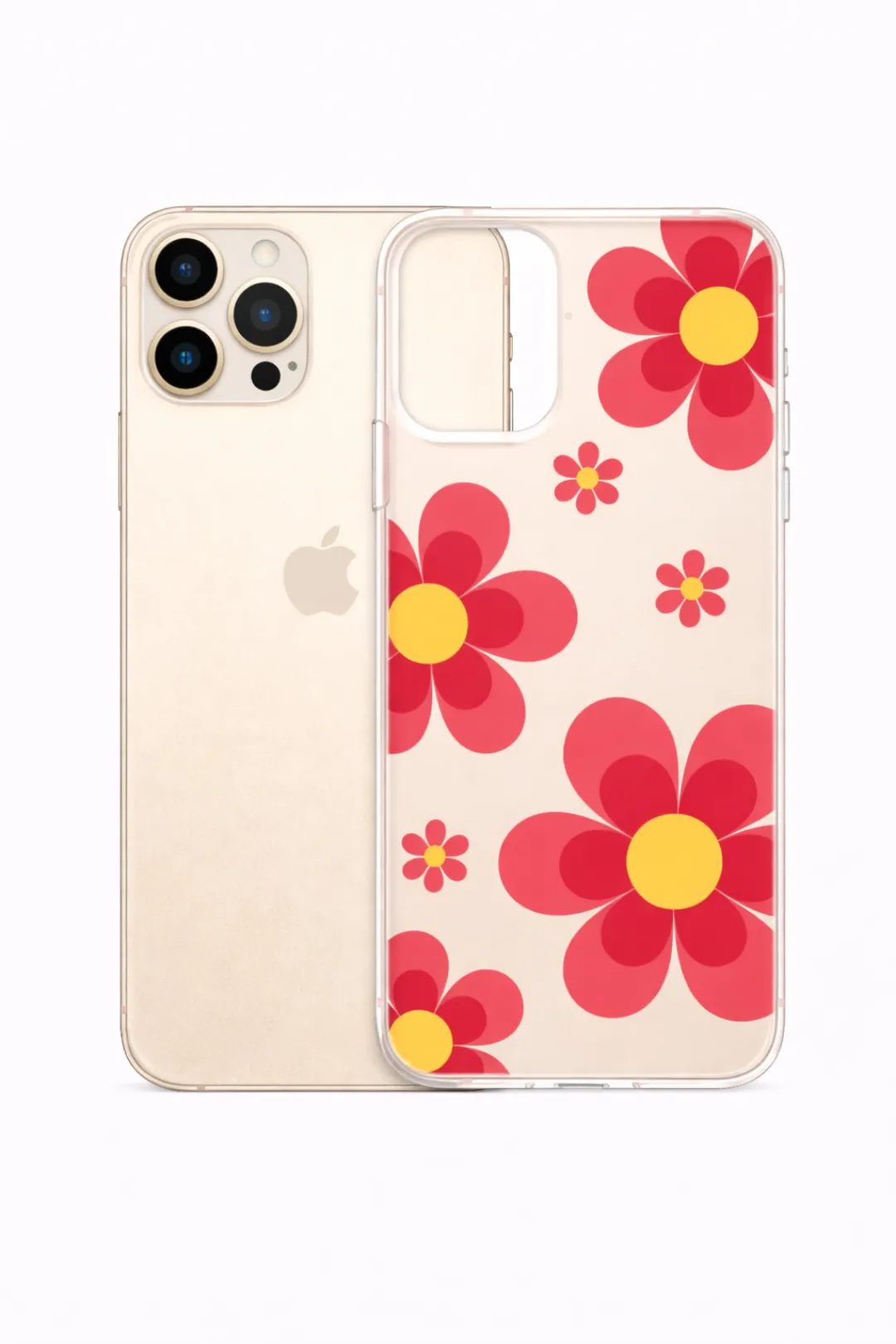 Red Retro Blooms aesthetic phone case